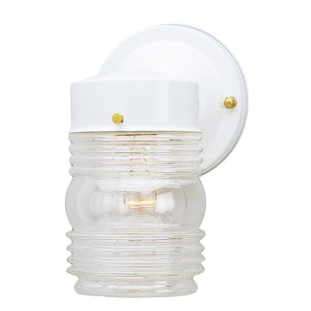Westinghouse Fixture Wall Outdoor 60W Lantern White Steel Clear Jelly Jar Glass 6687800